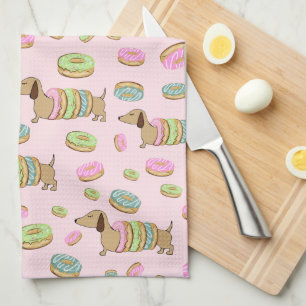 Dackeln + Donuts Geschirrtuch + Dackel Handtuch