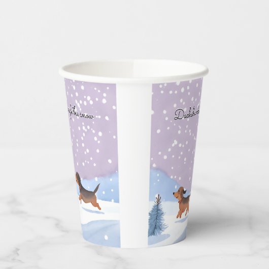 Dackeln durch die Schneeschuhwurst Weihnachten Pappbecher (Links)