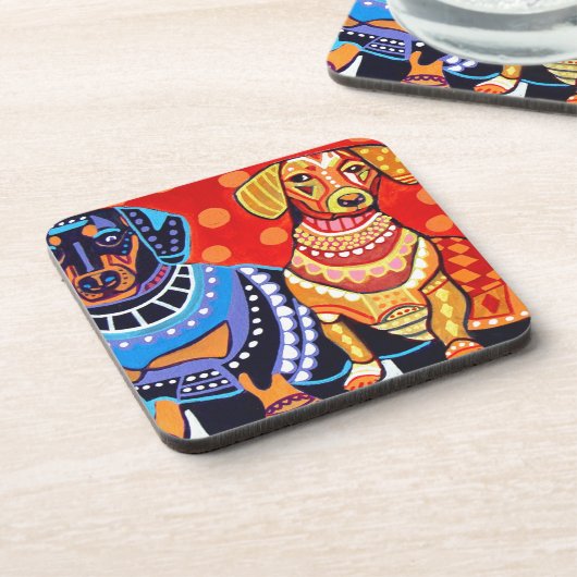 Dackeln durch Heide Galler Untersetzer (Linke Seite)