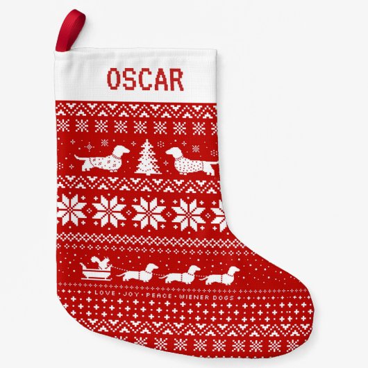 Dackeln Ferien Muster Dackel Hunde Niedlich Xmas Kleiner Weihnachtsstrumpf (Vorderseite)