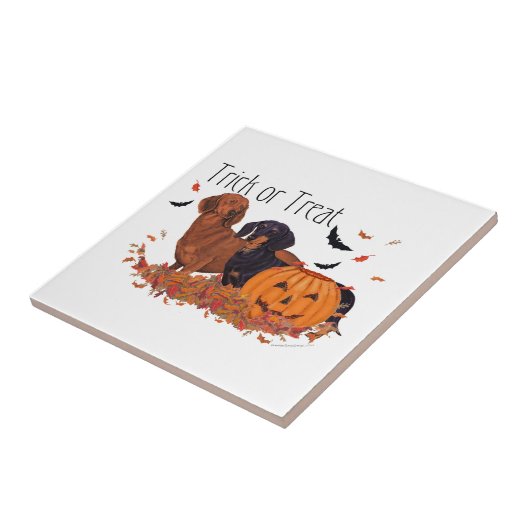 Dackeln Halloween Fliese (Seite)