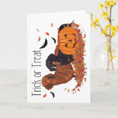 Dackeln Halloween Karte (Gelbe Blume)