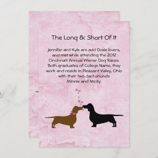 Dackeln Hochzeitspaziertische Liebe-Karten Einladung (Vorne/Hinten)