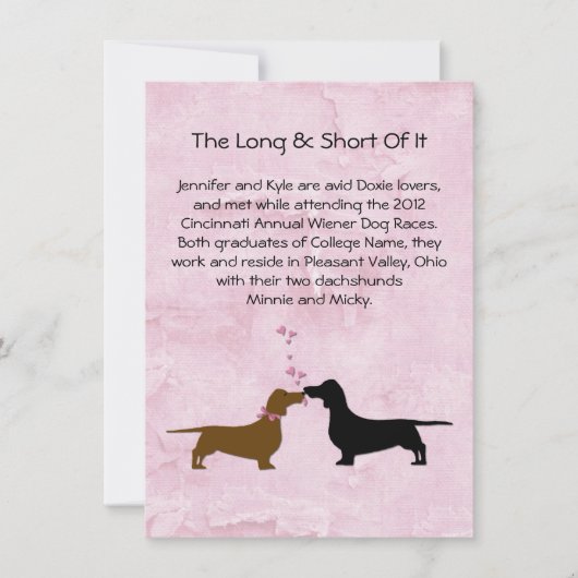 Dackeln Hochzeitspaziertische Liebe-Karten Einladung (Vorderseite)