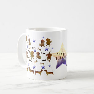 Dackeln & Hundenknochen Aquarell Individuelle Name Kaffeetasse