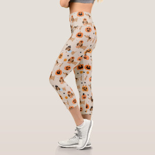 Dackeln im Halloween-Kostümmuster Capri Leggings