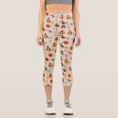 Dackeln im Halloween-Kostümmuster Capri Leggings (Vorderseite)