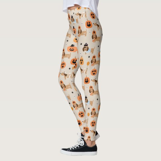 Dackeln im Halloween-Kostümmuster Leggings (Links)