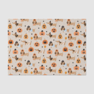 Dackeln im Halloween-Kostümmuster Seidenpapier