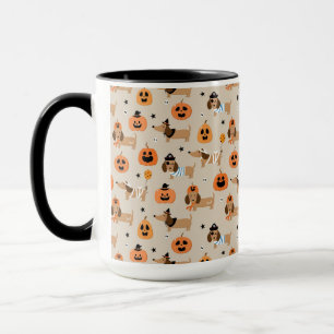Dackeln im Halloween-Kostümmuster Tasse