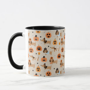 Dackeln im Halloween-Kostümmuster Tasse