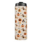 Dackeln im Halloween-Kostümmuster Thermosbecher (Vorderseite)