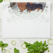 Dackeln im Schnee Geschirrtuch (Gefaltet)