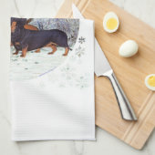 Dackeln im Schnee Geschirrtuch (Viertel Falte)