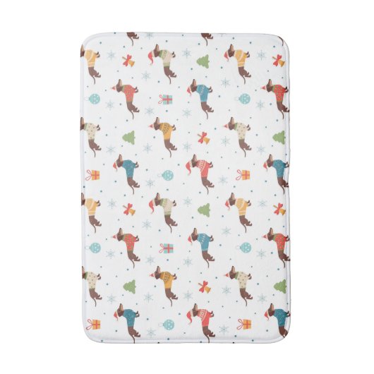 Dackeln im Weihnachtssüßmuster Badematte (Vorderseite Vertikal)