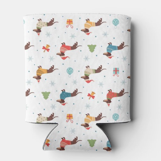 Dackeln im Weihnachtssüßmuster Dosenkühler (Rückseite)