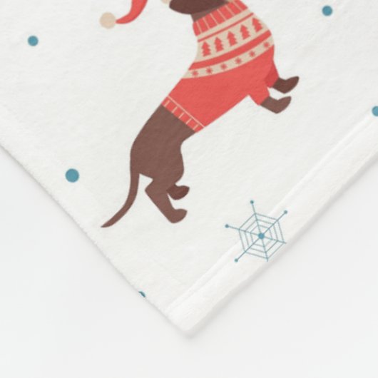 Dackeln im Weihnachtssüßmuster Fleecedecke (Ecke)