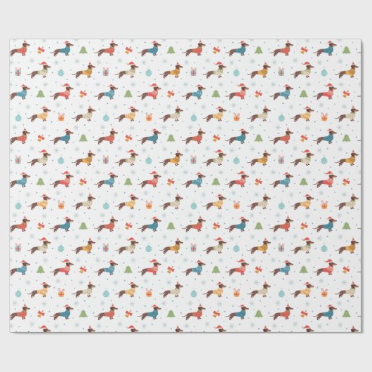 Dackeln im Weihnachtssüßmuster Geschenkpapier (Flach)