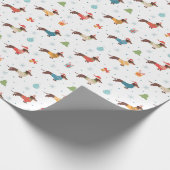 Dackeln im Weihnachtssüßmuster Geschenkpapier (Ecke)