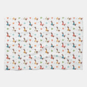 Dackeln im Weihnachtssüßmuster Geschirrtuch (Horizontal)