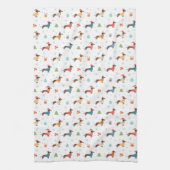 Dackeln im Weihnachtssüßmuster Geschirrtuch (Vertikal)