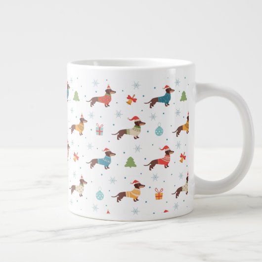 Dackeln im Weihnachtssüßmuster Jumbo-Tasse (Rechts)