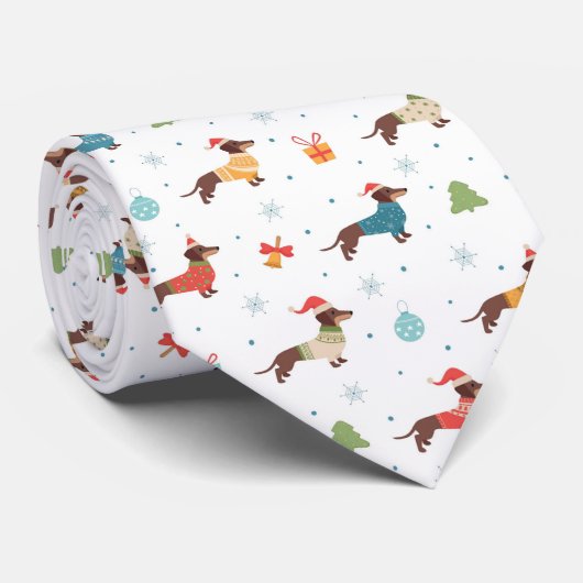 Dackeln im Weihnachtssüßmuster Krawatte (Gerollt)