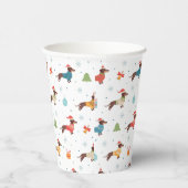 Dackeln im Weihnachtssüßmuster Pappbecher (Rechts)