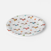 Dackeln im Weihnachtssüßmuster Pappteller (Schrägansicht)