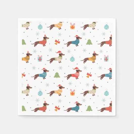 Dackeln im Weihnachtssüßmuster Serviette (Vorderseite)
