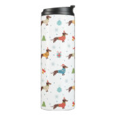 Dackeln im Weihnachtssüßmuster Thermosbecher (Nach links gedreht)