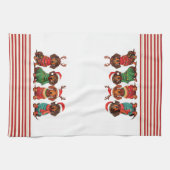 Dackeln in Antlers & Weihnachtsmannmützen: Weihnac Geschirrtuch (Horizontal)