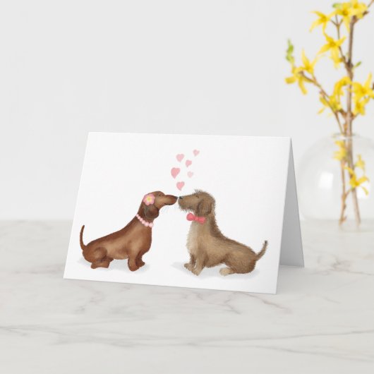 Dackeln in der Liebe Valentinin-Karte (Mädchen/Jun Karte (Gelbe Blume)