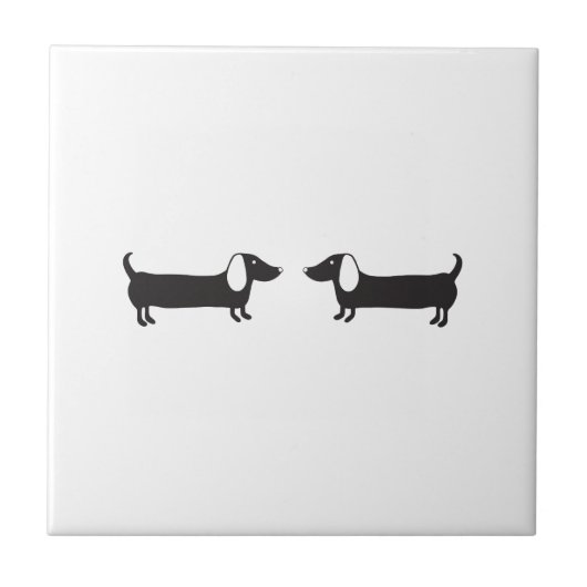 Dackeln in der Schwarzweiss-Liebe Fliese (Vorderseite)