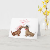 Dackeln in Liebe Hochzeitkarte (Mädchen/Junge) Karte (Gelbe Blume)