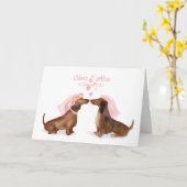 Dackeln in Liebe Hochzeitkarte (Mädchen/Mädchen) Karte (Gelbe Blume)