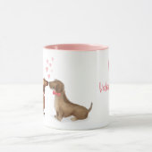 Dackeln in Liebe personalisierter Schlamm (Mädchen Tasse (Zentrum)