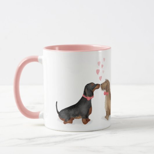 Dackeln in Liebe personalisierter Schlamm (zwei Ju Tasse (Links)