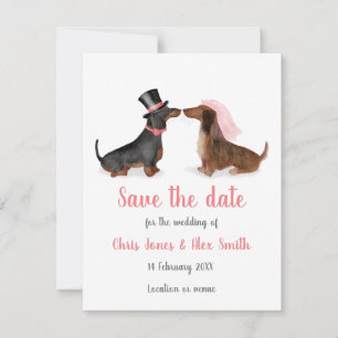 Dackeln in Liebe Save the Date Karte (Junge/Mädche