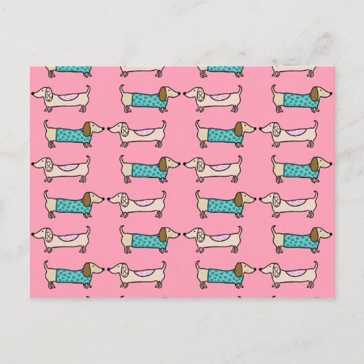 Dackeln in rosa Liebe Postkarte (Vorderseite)