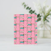 Dackeln in rosa Liebe Postkarte (Stehend Vorderseite)