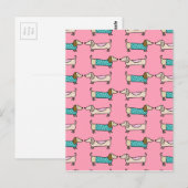Dackeln in rosa Liebe Postkarte (Vorne/Hinten)