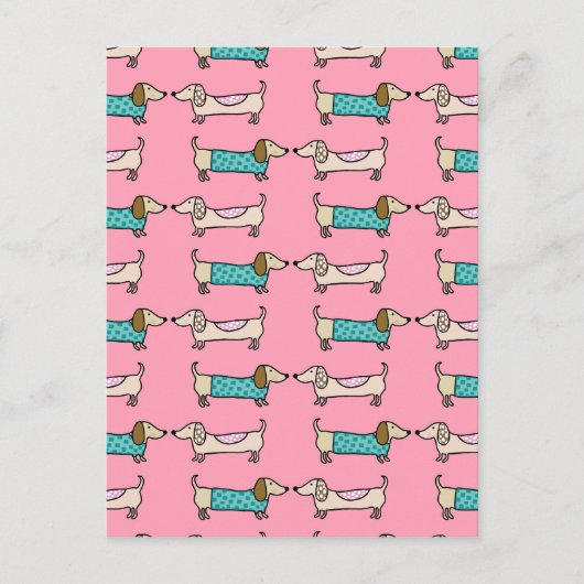 Dackeln in rosa Liebe Postkarte (Vorderseite)