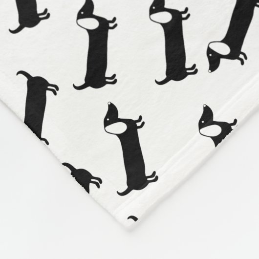 Dackeln in Schwarzweiss Fleecedecke (Ecke)