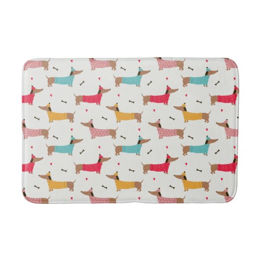 Dackeln in Sweaters Holiday Pattern Badematte (Vorderseite)