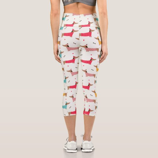 Dackeln in Sweaters Holiday Pattern Capri Leggings (Rückseite)