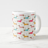 Dackeln in Sweaters Holiday Pattern Jumbo-Tasse (Vorderseite Rechts)