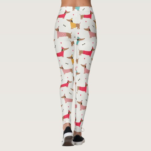 Dackeln in Sweaters Holiday Pattern Leggings (Rückseite)