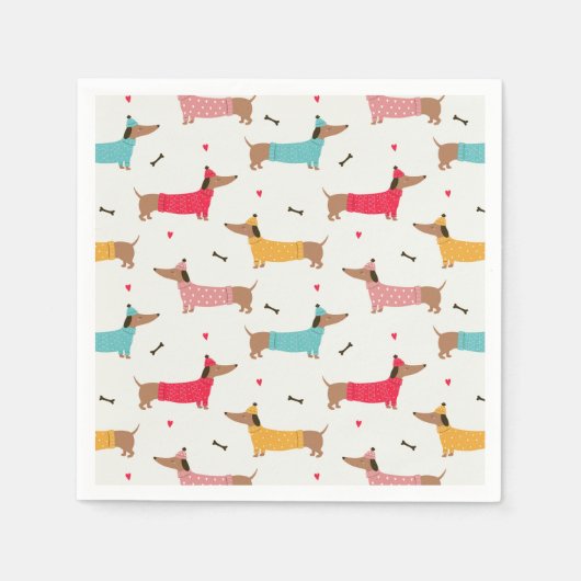 Dackeln in Sweaters Holiday Pattern Serviette (Vorderseite)