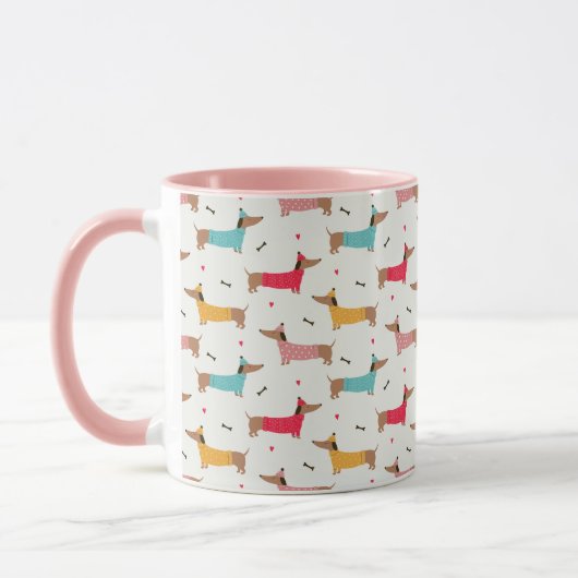 Dackeln in Sweaters Holiday Pattern Tasse (Links)